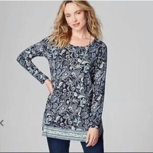 J. Jill Floral Paisley midnight blue long sleeve top